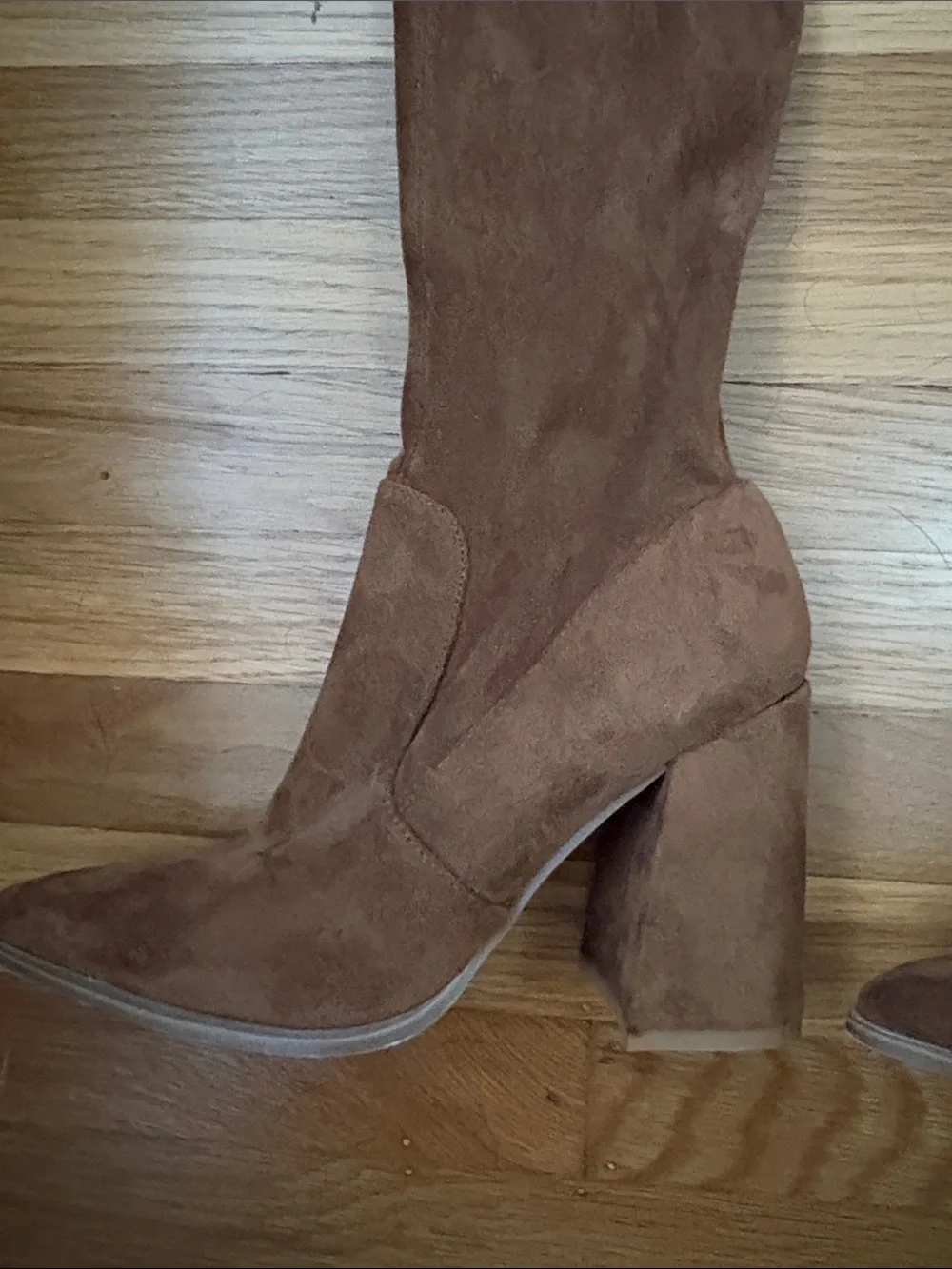 Steve Madden Brown Suede Knee-High Block Heel Boots - Women's